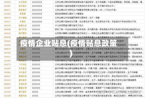 疫情企业贴息(疫情贴息政策)