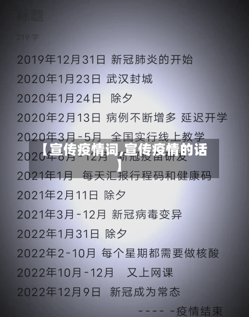 【宣传疫情词,宣传疫情的话】