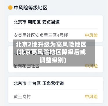 北京2地升级为高风险地区(北京高风险地区降级后或调整级别)