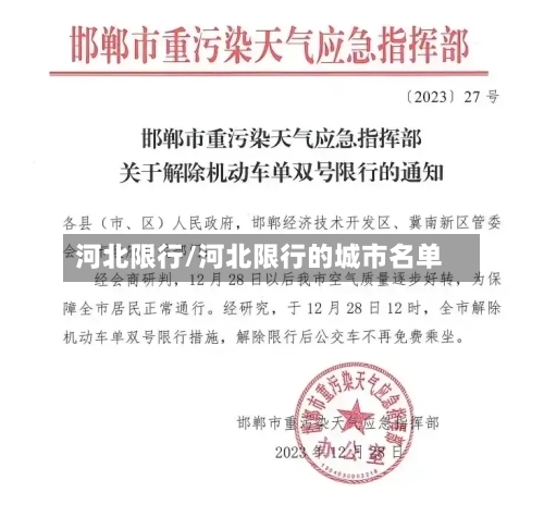 河北限行/河北限行的城市名单-第2张图片