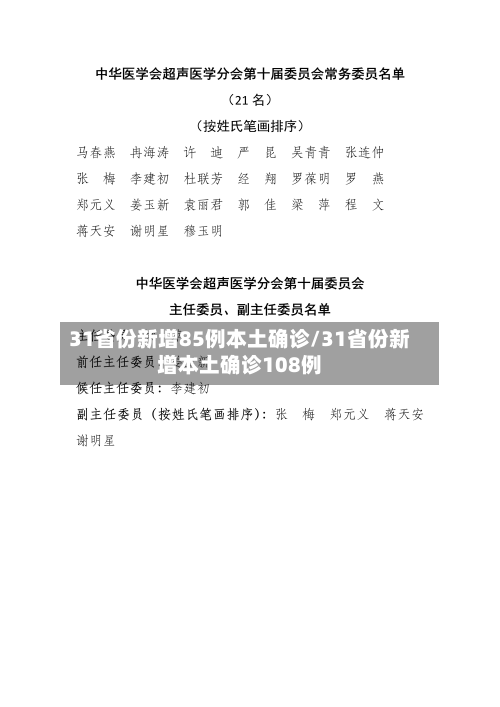 31省份新增85例本土确诊/31省份新增本土确诊108例
