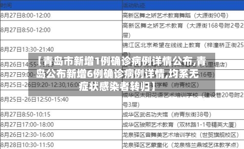 【青岛市新增1例确诊病例详情公布,青岛公布新增6例确诊病例详情,均系无症状感染者转归】-第2张图片
